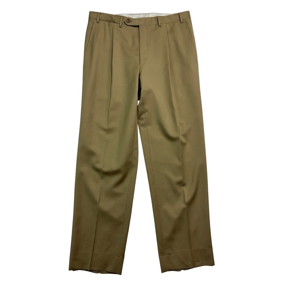 Canali Italy 36x32 Tan Dress Suit Pants Trousers Pleated Classic Wool Mens